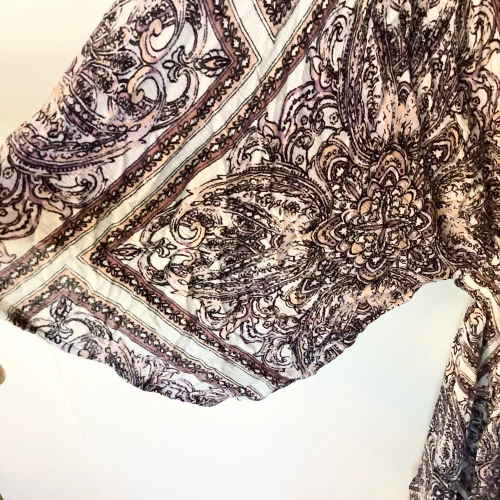 Treasure & Bond Short Sleeve Boho Pullover Swim Beach Coverup - One Size
